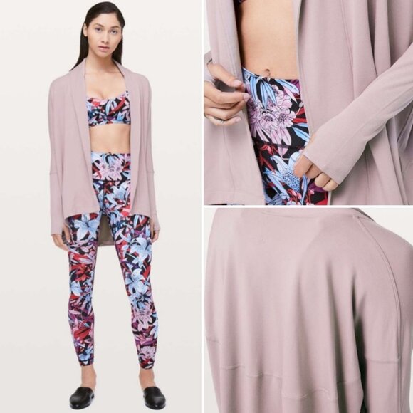 Lululemon Back In Action Oversized Wrap Blush Pink Knit Modal Terry Sweater 2 - Picture 2 of 11